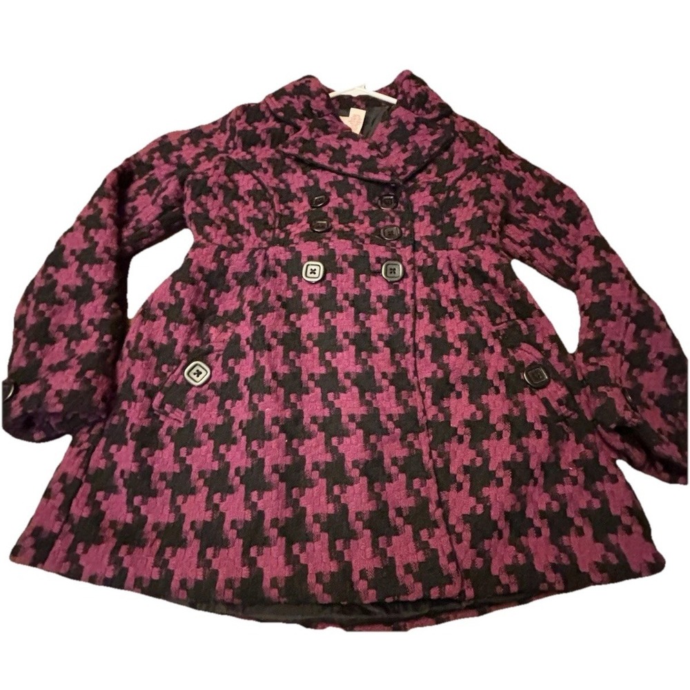 Women's Candies Purple Houndstooth Double Button Wool Coat Jacket Size Medium‎